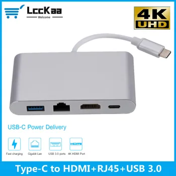 LccKaa Tip-c ZVEZDIŠČE USB-C HDMI je združljiv USB3.0 Gigabit LAN Ethernet priključek za Razširitveno Postajo Multi-Funkcijski USB C Središče za Macbook