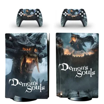 Demon Duše PS5 Standard Disk Kože Nalepke Nalepke Kritje za PlayStation 5 Konzolo in 2 Krmilniki PS5 Disk Kože Vinil