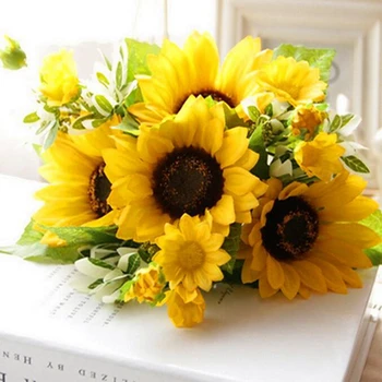 1 Šop Umetnih Cvet Dekor Sončnično Šopek Za Dom Poročno Dekoracijo Dnevne Sobe Stranka Namizni Dekor