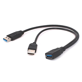1pc USB 3.0 Ženski Dvojni USB Moški v središču za Podatke za izmenični Tok Y Razdelilnik USB, Polnjenje Napajalni Kabel Kabel podaljški