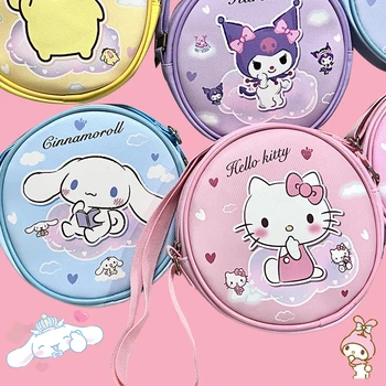Kawaii Sanrioed Oblak Serije Krog Torba Hello Kitty Risanka Moje Melodije Kuromi Messenger Bag Otrok Shranjevanje Vrečko Darilo