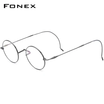 FONEX Čistega Titana Očala Moških Retro Krog Recept Očala Ženske 2022 Novo Vintage Kratkovidnost Optični Okvir Očal F85725