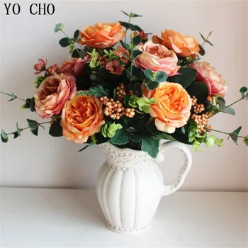 YO CHO umetno cvetje potonike visoko kakovostne svile Hibiscus velik cvet glavo ponaredek cvetje, poročni šopek mariage Poroko Dekor