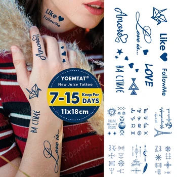 Sok Črnilo Trajne Nepremočljiva Začasni Tattoo Nalepke, Ljubezen Srce Star Angleški Znak Majhen Trenutek, Tetovaže Body Art Ponaredek Tatto