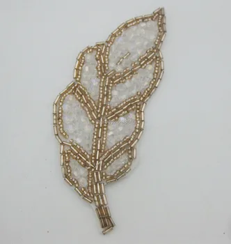 PANONL Maple leaf obliko aplicirano beaded 12 cm*5 cm 8pcs/veliko moda lasje okras dodatki