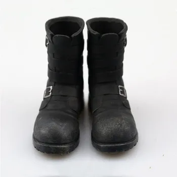 VF003 1/6 Obseg Moški Vojak Črni Škornji Votlih Mid-high Boot Tank Wart čevlji Usnjeni čevlji, Primerni 12