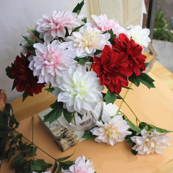 1pc Dahlia Umetne Svile Cvetja Podružnica za svate Domu Dekorativni Okrasni Cvetlični Aranžma Ponaredek Cvetje Materiala