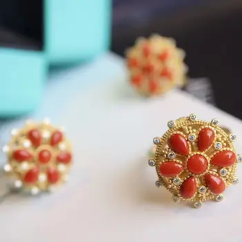 Oblikovalec izdelave sintetičnih južnega rdečega emajl porcelana nastavljiv prstan Kitajski retro čar ženske srebrni nakit