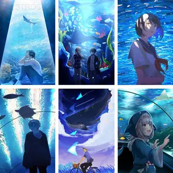 Diy 5D Diamond Slikarstvo Anime Krajinski Mozaik Vezenje Sanje Ocean, Poln Kvadrat, Krog Vaja Navzkrižno Šiv Doma Dekor Umetnine