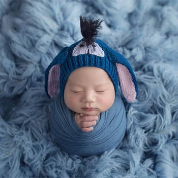 Božiček obleko Ročno pletene otroške bonnet Novorojenčka medved bonnet klobuk Fotografija rekviziti Baby boy ruffle klobuk foto rekviziti