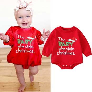 Malčka Baby Majica igralne obleke Božič Pismo Tiskanja Priložnostne Dolgimi Rokavi Jumpsuit za Novorojenčka Girl Boy