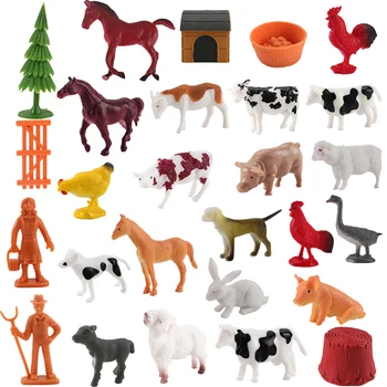 Simulirani Mini Figurice Živali Na Kmetiji Paša Akcijska Figura, Miniaturni Perutnine Številke Ovc, Prašičev Petelin Plastični Modeli Otroci Igrače