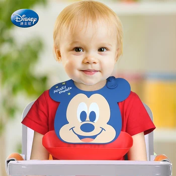 Disney Baby Stvari Nepremočljiva Hrane Silikona hlače z Oprsnikom Srčkan Baby Risanka Nastavljiv hlače z Oprsnikom Mehko Udobno Baby Sliniti hlače z Oprsnikom Božič