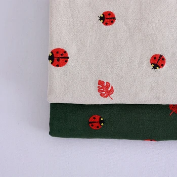 Debele Perilo, Bombaž Bogato Ena Stranka Ladybug Vezenje Rastlin Insektov Vezenje na Oblačila Tkanine DIY Ročno izdelane Tkanine