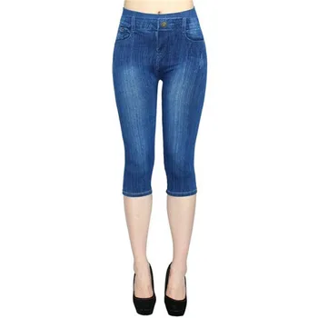 Ženske Dokolenke Poletje Priložnostne Svinčnik Hlače Preprosto Osnovno Legging Moda Umetno Denim Jeans Dokolenice 2021 Seksi Dolgo Dokolenke Nova