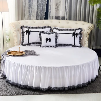 2019 NOVE Bombažne čipke okrogla postelja Bedspread Opremljena Stanja Pillowcases 2/3pcs Trdna Princesa Okrogla postelja širjenje