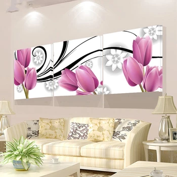 3 KOS Domu Dekorativni Needlework 5D DIY Diamond Vezenje tulipanov Cvet poln Vaja Nosorogovo Slike Mozaik Kit JS5585