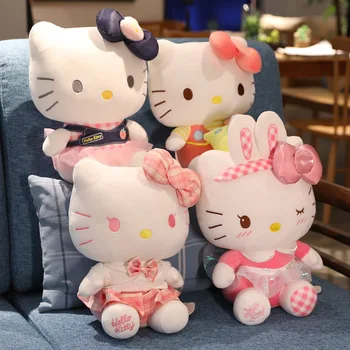 Hello Kitty Sanrio Kawaii Risanka Srčkan Pusheen Mačka Originalne Različice Plushie Rag Doll Anime Plišastih Igrač za Dekleta Darilo za Rojstni dan