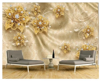 beibehang Sodobne debele 3d ozadje 3D reliefni zlato moda klasičen nakit rose vzorec TV ozadju stene papirjev doma dekor