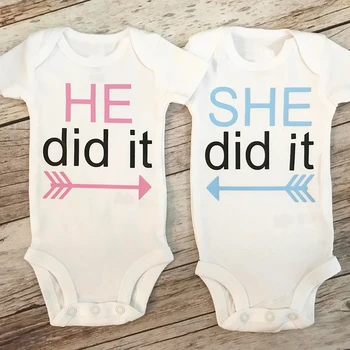 On/ona Ni Twin Baby Obleke Twin Baby Boy Oblačila Bodysuits Moda novorojenčka Postavke Onesie Otroka, 13-24m M