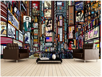 Po meri retro 3D ozadje, Times Square zidana za dnevno sobo, spalnico, TV ozadju stene nepremočljiva de papel parede