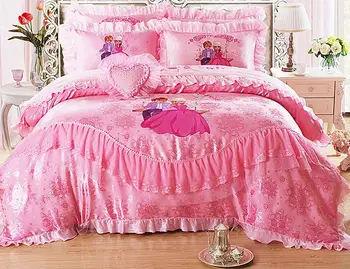 bedspreads Novo poročen bedspreads roza rdeče čistega bombaža poroko posteljnina, čipke deset kosov set posteljnine