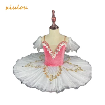 New Rose Strokovno Balet Tutus Za Dekleta Otrok Swan Lake Balet Obleko, Ples, Oblačila, Palačinka Balerina Umetnostno Drsanje Obleko