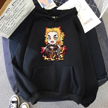 Jeseni, Pozimi Japonske Anime Demon Slayer Hoodie Kawaii Kyojuro Rengoku Print Majica Ženske Harajuku Ulične Ženska Oblačila