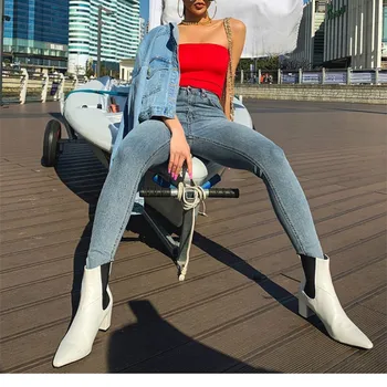 2022 Jeseni In Pozimi Ženske Jeans Stretch Skinny Jeans Hlače Nove Visoko Pasu Modra Retro Stretch Fit Slim Oprati Svinčnik Hlače
