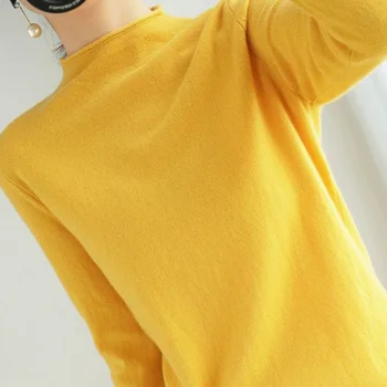 Moda Pol Visok Ovratnik Pletene Barva korejski Pulover ženska Oblačila 2022 Jeseni Nove Priložnostne Puloverji Svoboden Odhaja Vrhovi