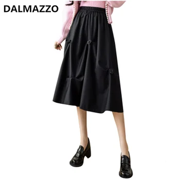DALMAZZO 2022 Novo Pomlad Moda 3D Rose Naguban Žogo Obleke Dolgo Krilo Ženske Casual Velikost Elastični Pas Polovico Krila Femme XL