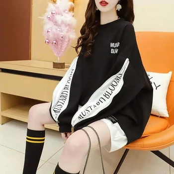 Pomlad Jesen Korejski Moda Pismo Hoodies Ženske Svoboden Športna Majica Z Dolgimi Rokavi Pulover Ulične Novo 2022 Sudaderas