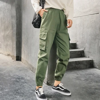 2019 Visoko pasu hlače svoboden joggers ženske vojske harem camo hlače ulične punk black tovora hlače ženske hlače