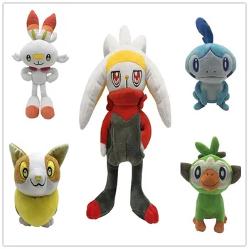 23-38 cm Anime Pokemon Scorbunny Sobble Grookey Sirfetch bi Yamper Plišastih Igrač Mehko Polnjene Živali Lutka Darila Za Otroke
