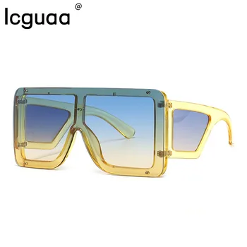 Prevelik Vintage sončna Očala blagovne Znamke Oblikovalec Kvadratnih Gradient sončna Očala Ženske Steampunk Multicolor Odtenki UV400 oculos de sol