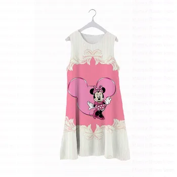 2022 Poletje Nova Princesa Obleko otroška Oblačila, Natisnjena okoli Vratu, Kratke Rokave Disney Mickey in Minnie Priložnostne Lepe Krila