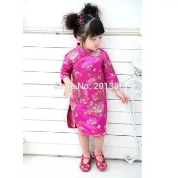 2017 Baby Dekle Poletje Oblačenja otrok oblačila, Vezenje Cvetlični Tradicionalni Kitajski Cheongsams Qipao za Stranko Novo Leto