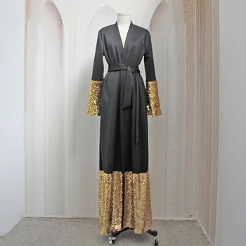 Haljo Femme Musulmane 2022 Bližnjem Vzhodu Novo Tiste Črne Abaya Dubaj Arabski Moda Čipke-up Preprost Haljo Abayas Za Ženske