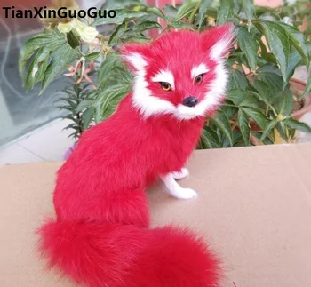 simulacija fox 16x17cm težko model polietilen&rdeče krzno, krzneni izdelki, čepe fox prop obrt home namizno dekoracijo darilo s0743