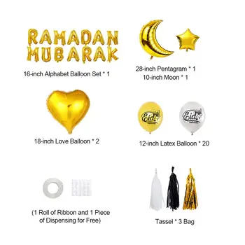 Eid Mubarak Baloni Nastavite Ramadana Dekoracijo Aluminijasto Folijo Latex Baloni, določen za stranko, počitnice dekor