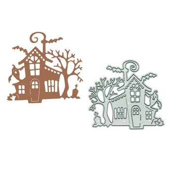 Majhni Kovinski Die Rezalnik Za Scrapbooking Haunted House Vzorec Ročno Izdelan Papir Halloween Kartico Slikovnimi Izrezki Obrti Okrasitev Rezanje Navojnih