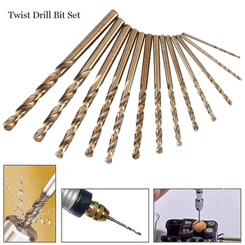Visoka Kakovost 13pcs/set Mini Twist Drill Bit HSS Titanium obložene Drill Bit Nastavite Lesnoobdelovalnih Kovin, Plastike, Orodja za 1,5-6,5 mm