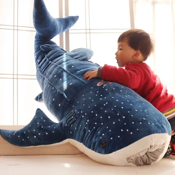 50/100 cm Modra Velik morski Pes Otrok Plišastih Igrač Big Krpo Rib in Kitov Lutka Plišastih Živali za otroški Rojstni dan Darila