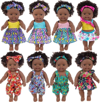 Visoko Kakovostni 30 CM Ameriški Prerojeni Black Baby Doll Kopel Igra Polna Silikona Vinil Baby Doll Veren Baby Doll Igrača Božično Darilo
