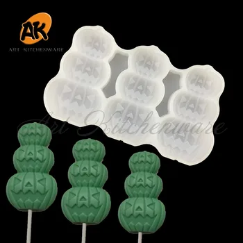 3 Votlini Halloween Buče Design Lollipop Silikonsko Plesni DIY Sladkarije Fondat Čokolada Plesni Torta Dekoraterstvo Orodje Kuhinja Bakeware