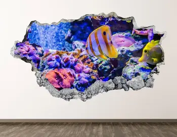 Akvarijske Ribe, vinilna - Deep Ocean 3D Razbil Wall Art Nalepke Otroci Soba Dekor Vinil Doma Plakat po Meri Darilo KD869