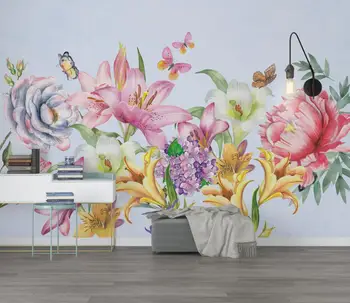 Po meri foto zidana ozadje Nordijska sodobno minimalistično ročno poslikano cvet metulj spalnica TV ozadju slikarstvo