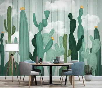 Bacal Osebnih svile material 3d ozadje tropskega deževnega gozda rastlin kaktus cvetje Sodobno notranjost doma dekor ozadje murl