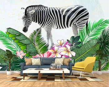 Beibehang ozadje po Meri sodobnega ročno poslikano zebra tropskih rastlin Nordijska TV ozadju stene dekorativno slikarstvo 3d ozadje