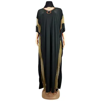 Afriške Obleke za Ženske Zlate Bleščice Split O-Vratu 2021 Seksi Stranka Obleko Plus Velikost Dolgo Maxi Obleke
